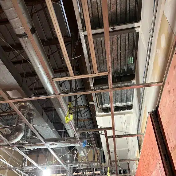 Exposed ceiling with electrical wiring