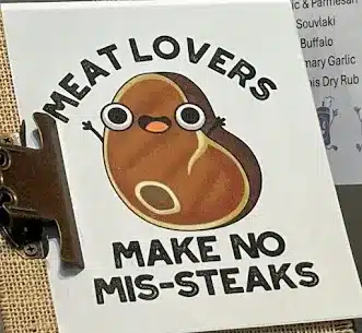 Playful meat-themed pun illustration